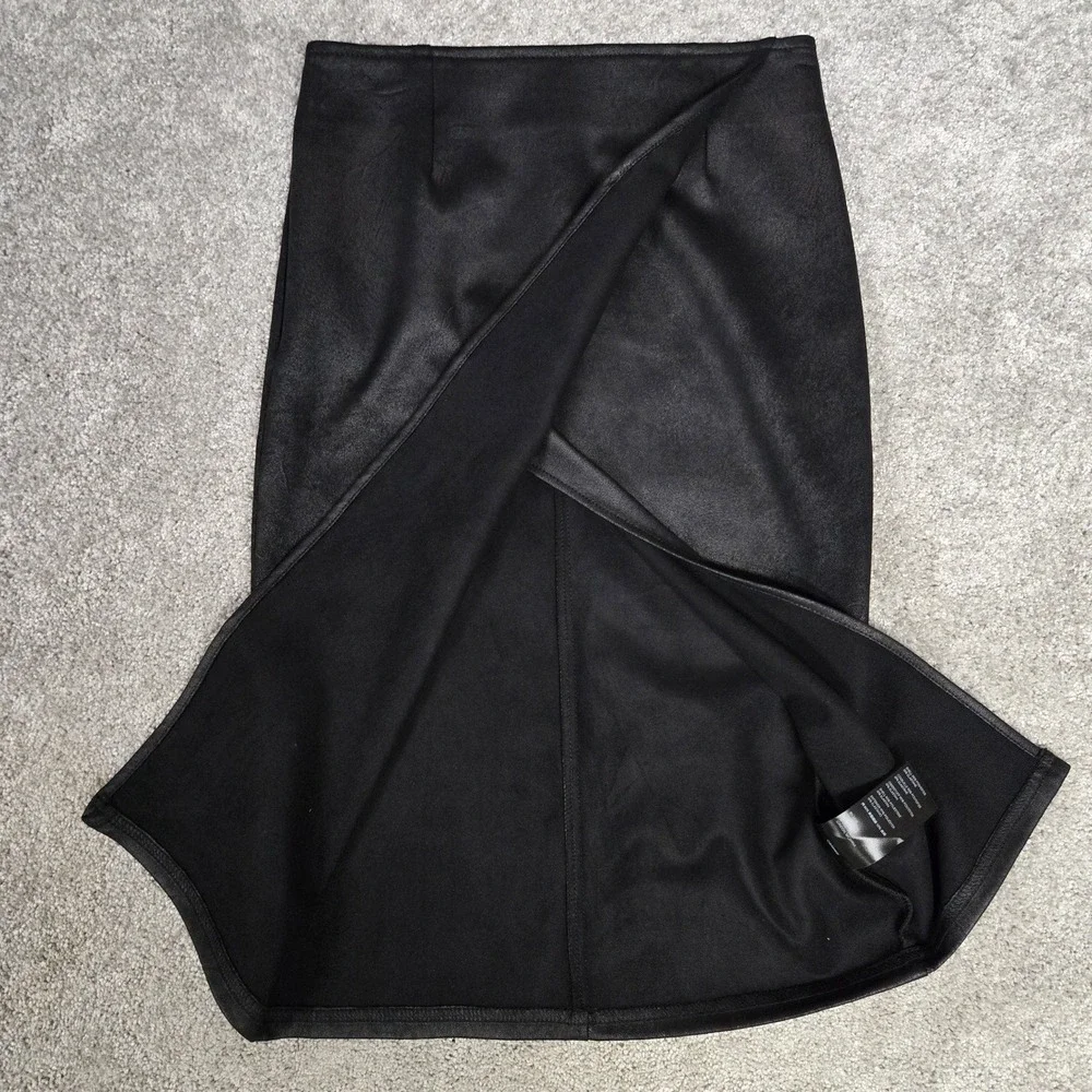 Free People Whitney Faux Leather Wrap Midi Slit Skirt Black Women's Size XS
